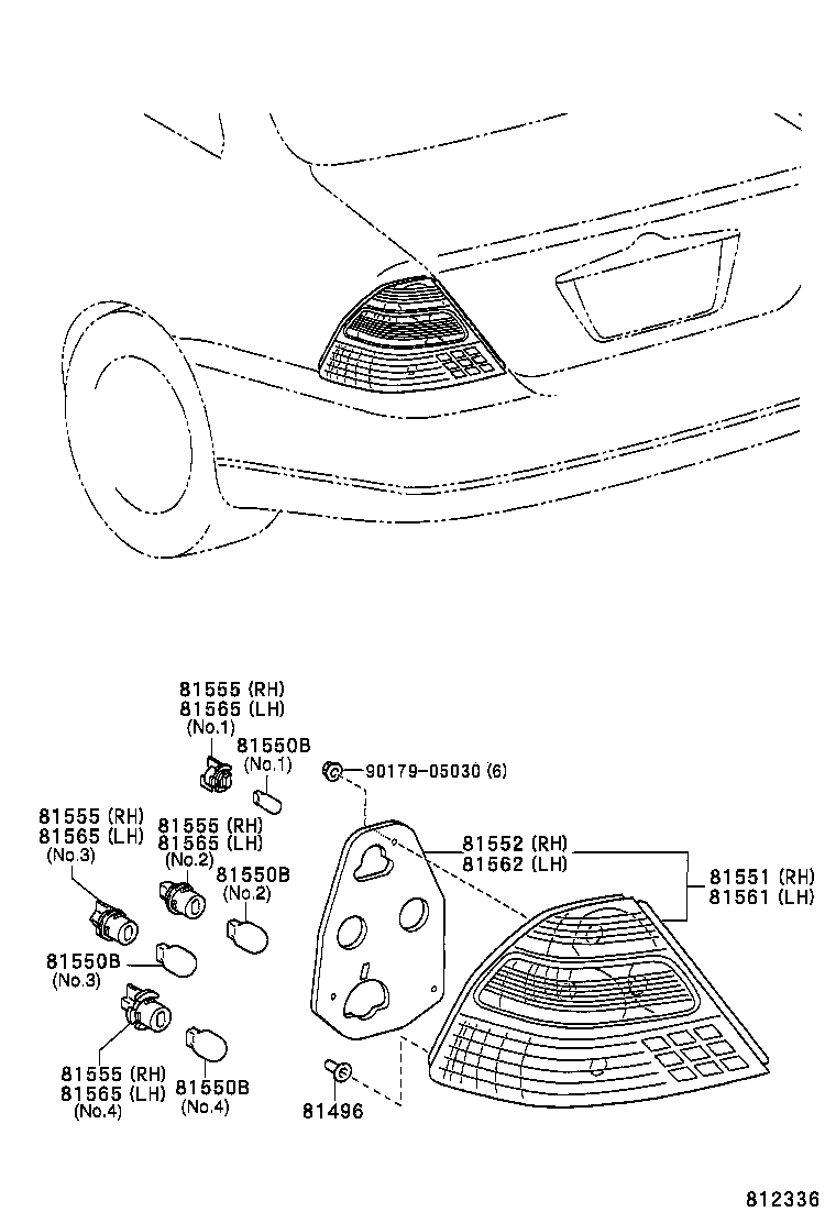 81580-02070 LAMP ASSY, REAR, RH product image