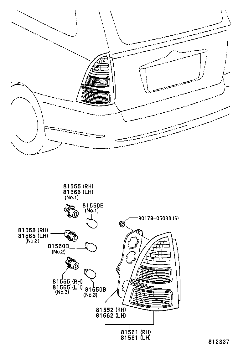 81580-02070 LAMP ASSY, REAR, RH product image
