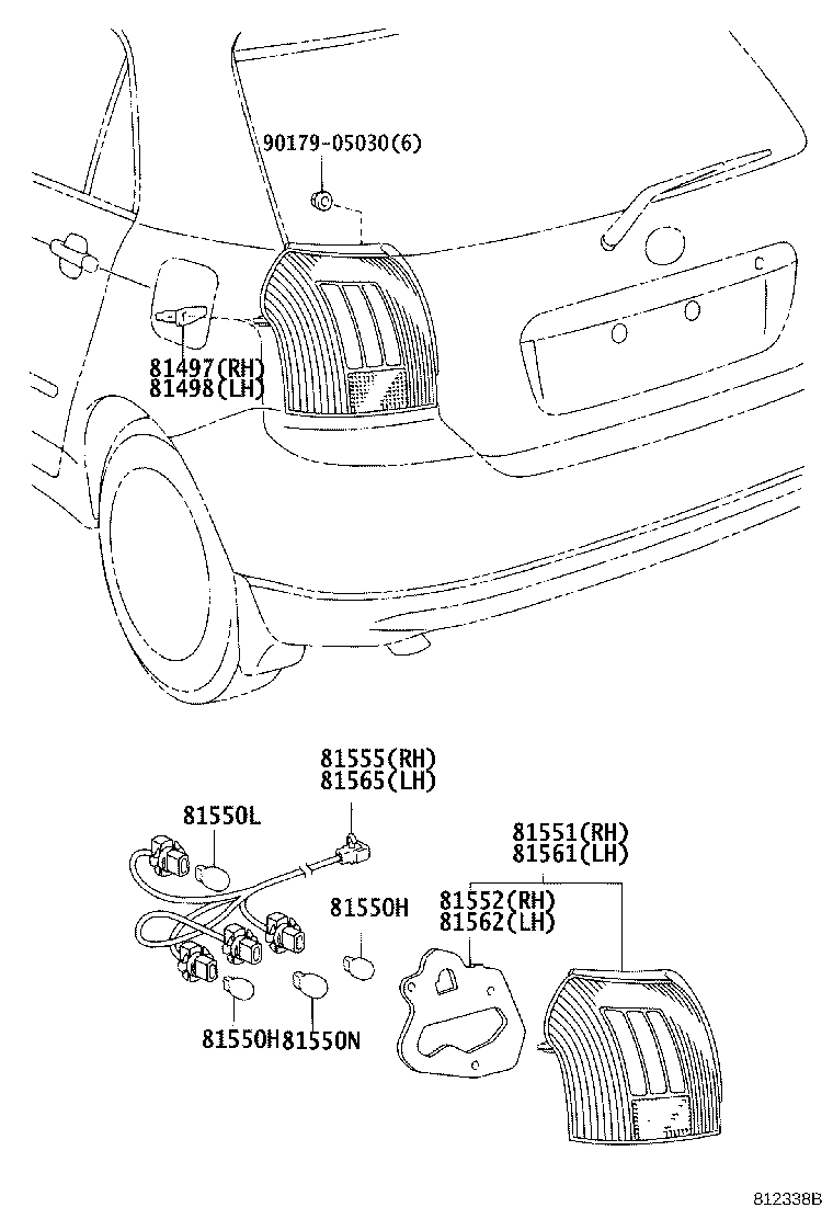 81552-13550 GASKET, REAR COMBINATION LAMP LENS, RH product image