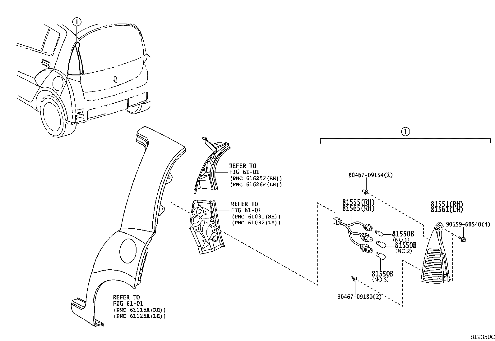 81561-52280 LENS, REAR COMBINATION LAMP, LH product image