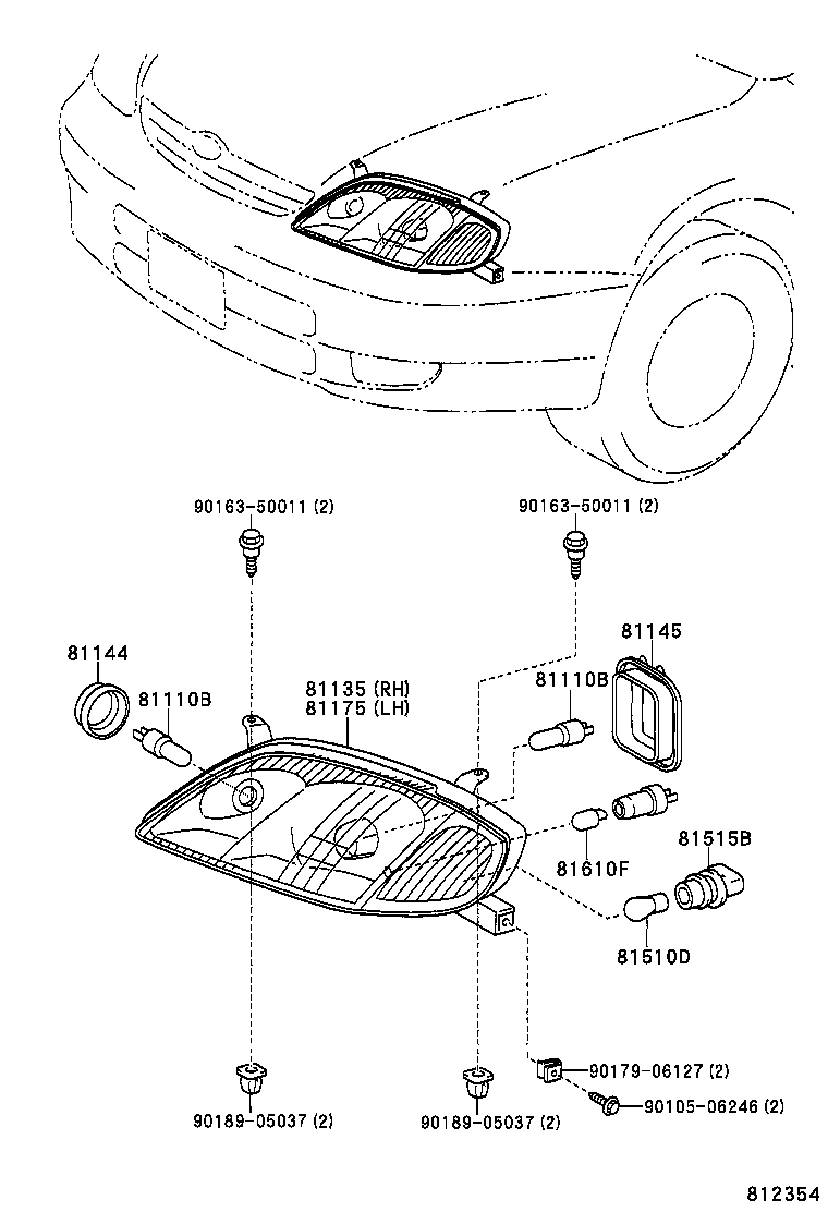 81196-02020 RETAINER, HEADLAMP PROTECTOR, LOWER LH product image