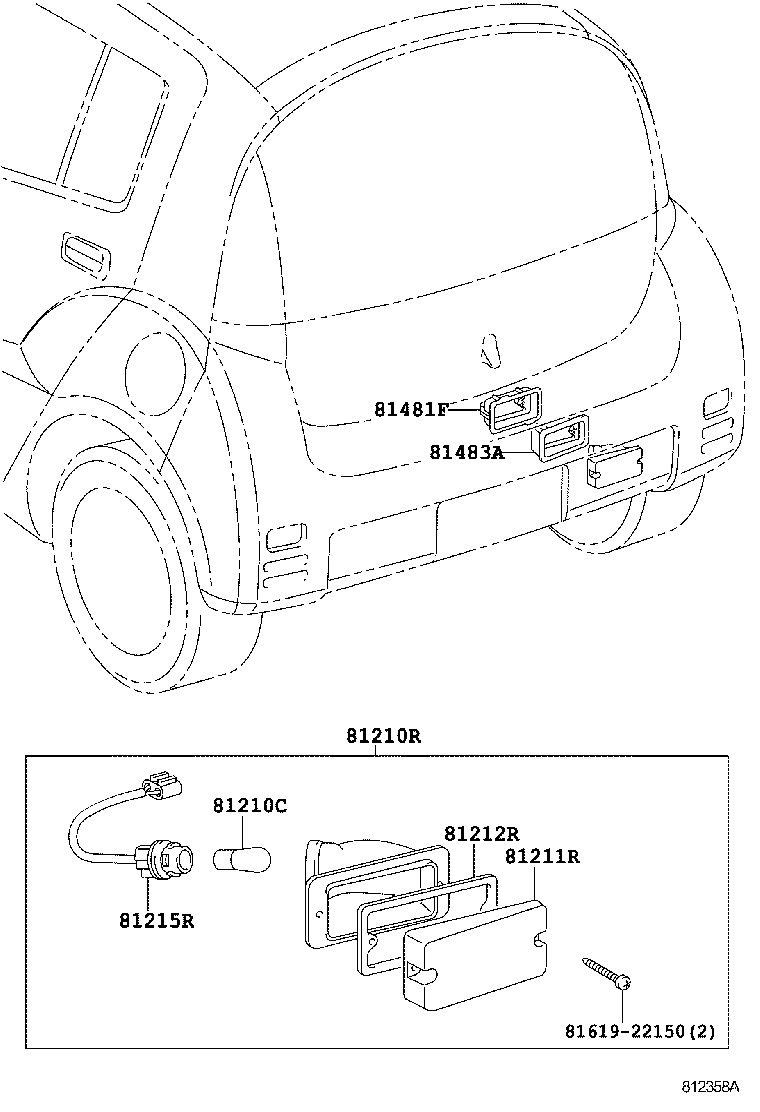 81585-52070 SOCKET & WIRE, REAR FOG LAMP product image