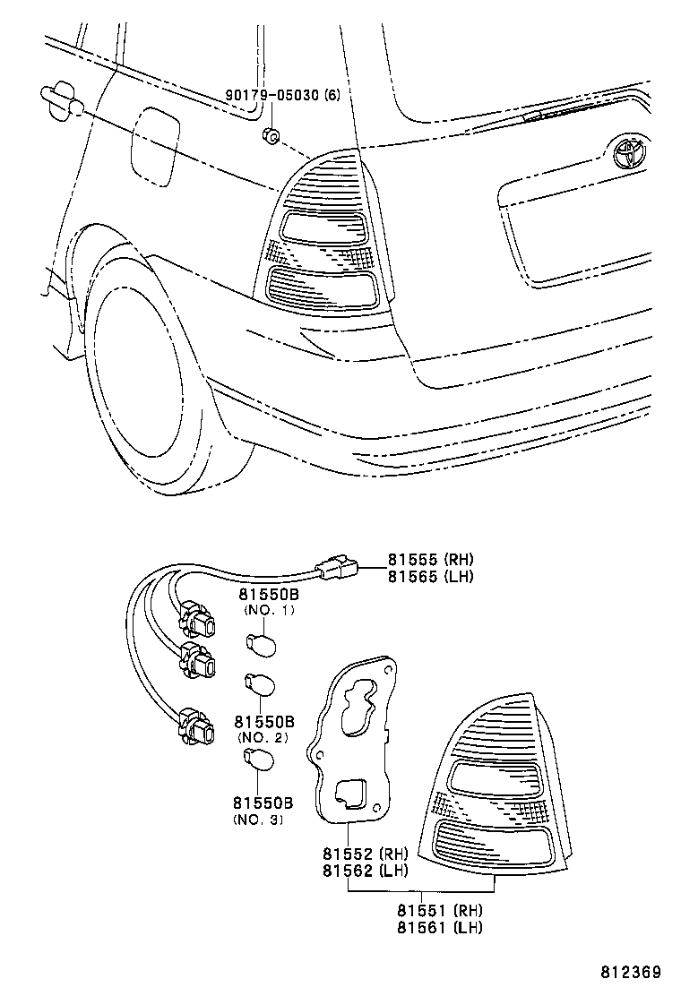 81580-02070 LAMP ASSY, REAR, RH product image