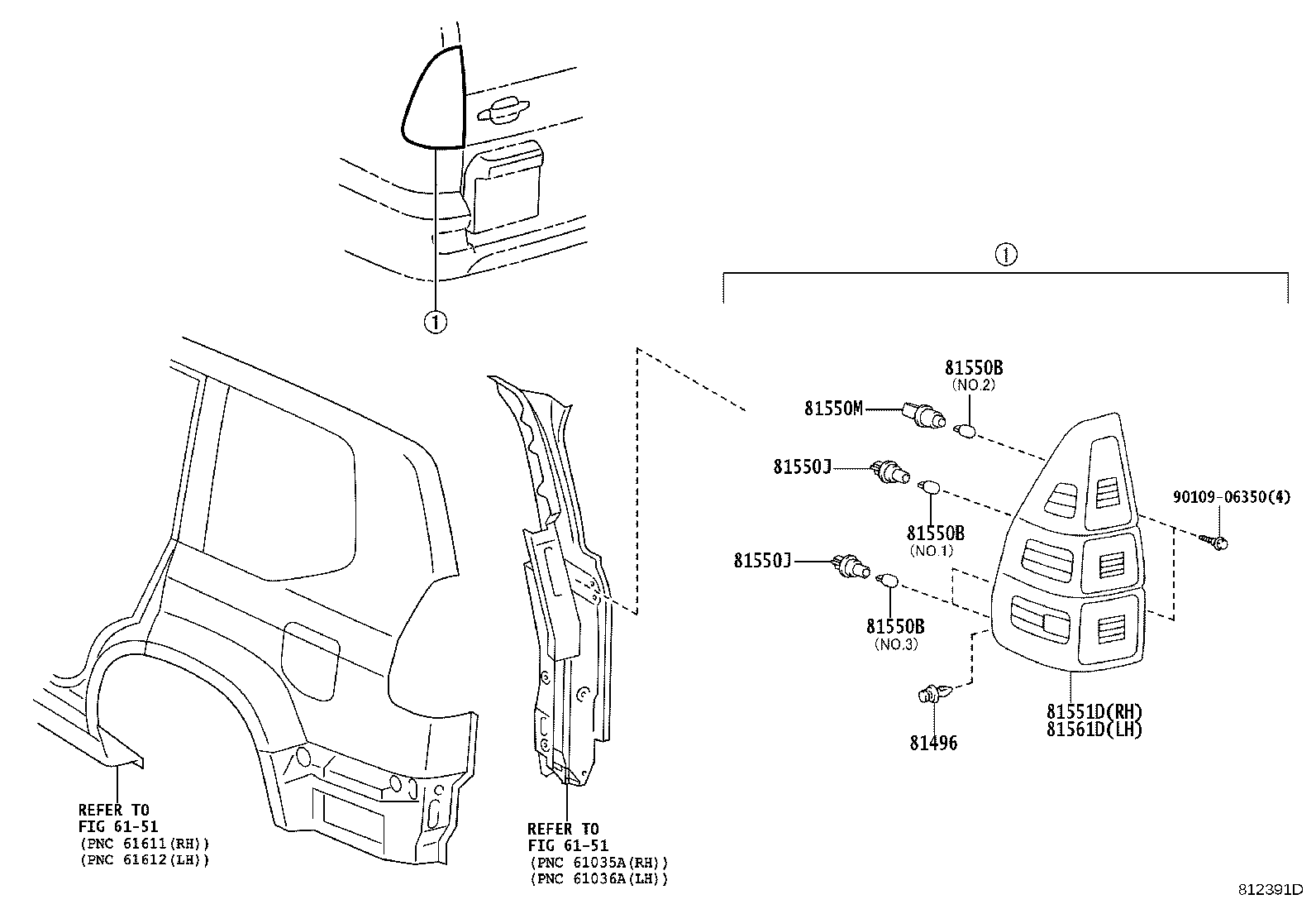 Toyota 81551-60730 LENS & BODY, REAR COMBINATION LAMP, RH