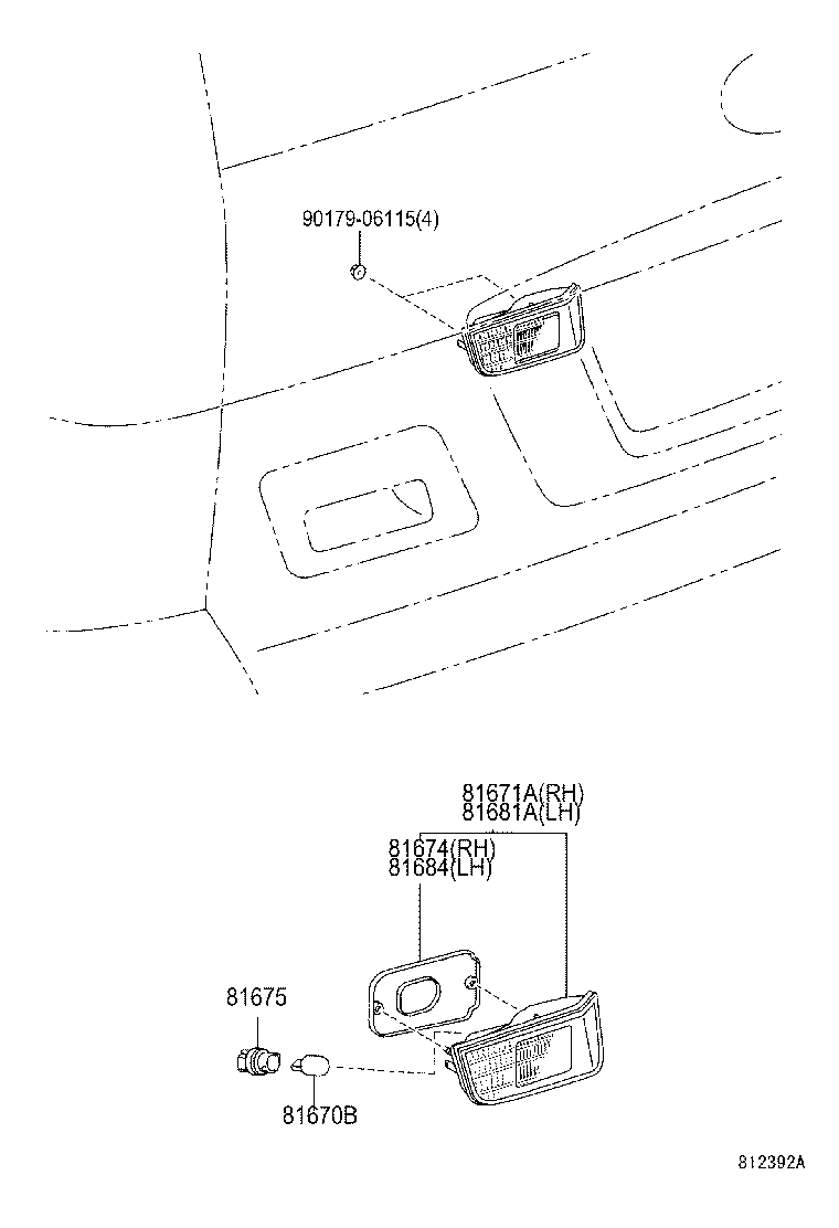 81671-60090 LENS & BODY, BACK-UP LAMP product image