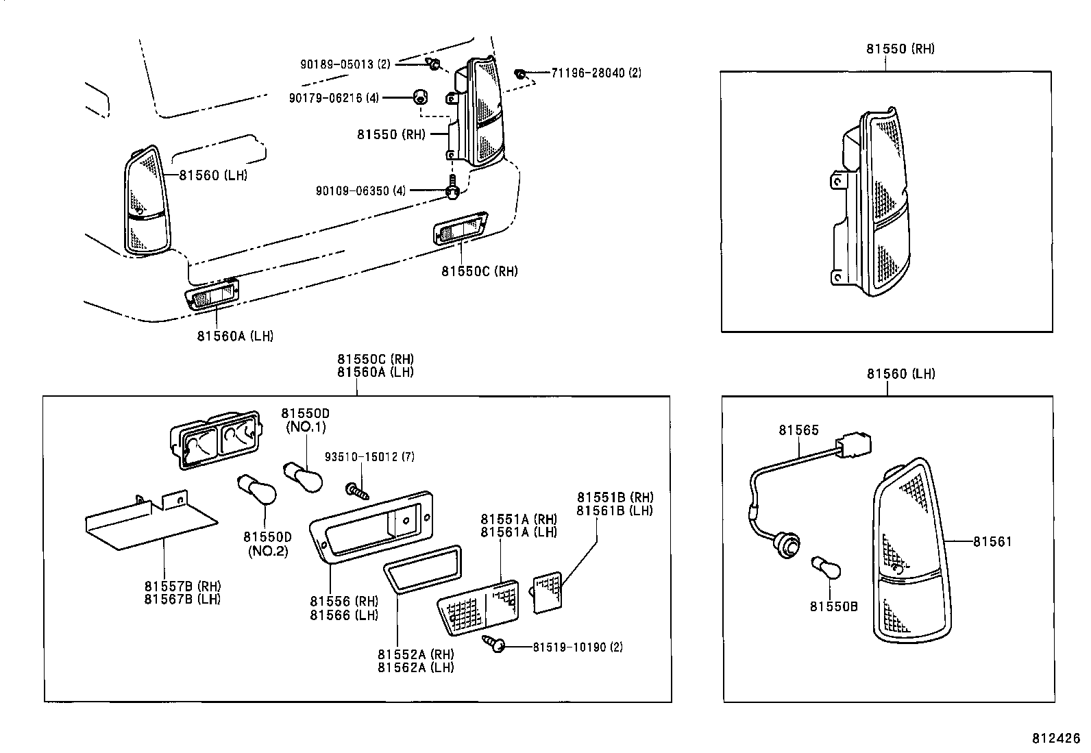 81550-60640 LAMP ASSY, REAR COMBINATION, RH product image