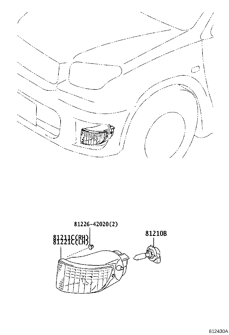 81211-42040 LAMP UNIT, FOG LAMP, RH product image