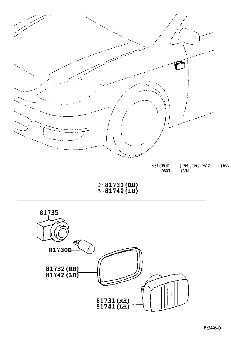 90069-81037 SOCKET AND WIRE, SIDE TURN SIGNAL LAMP product image