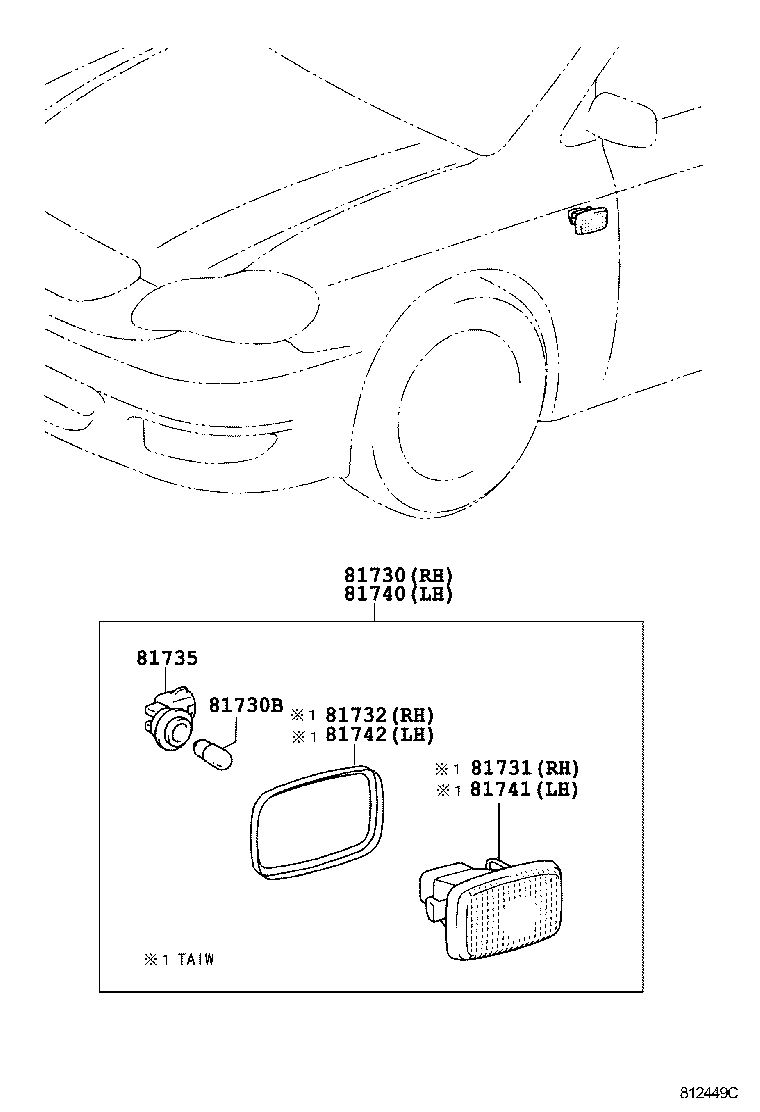 81730-0B020 LAMP ASSY, SIDE TURN SIGNAL, RH product image