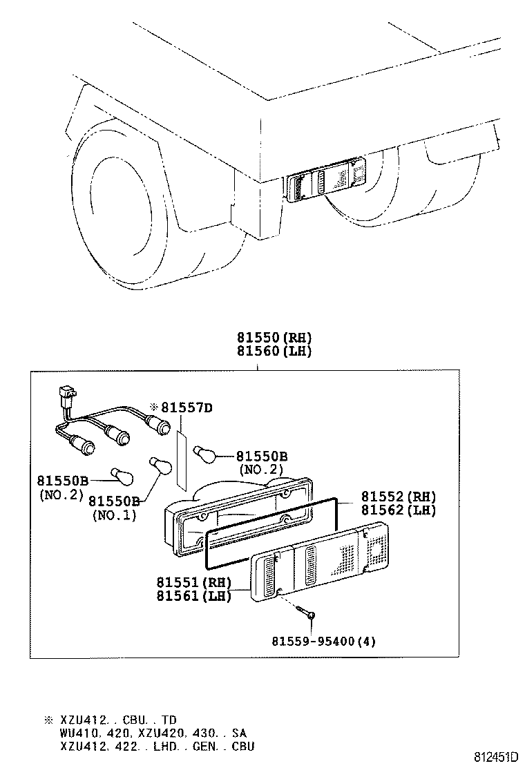 81550-37140 LAMP ASSY, REAR COMBINATION, RH product image