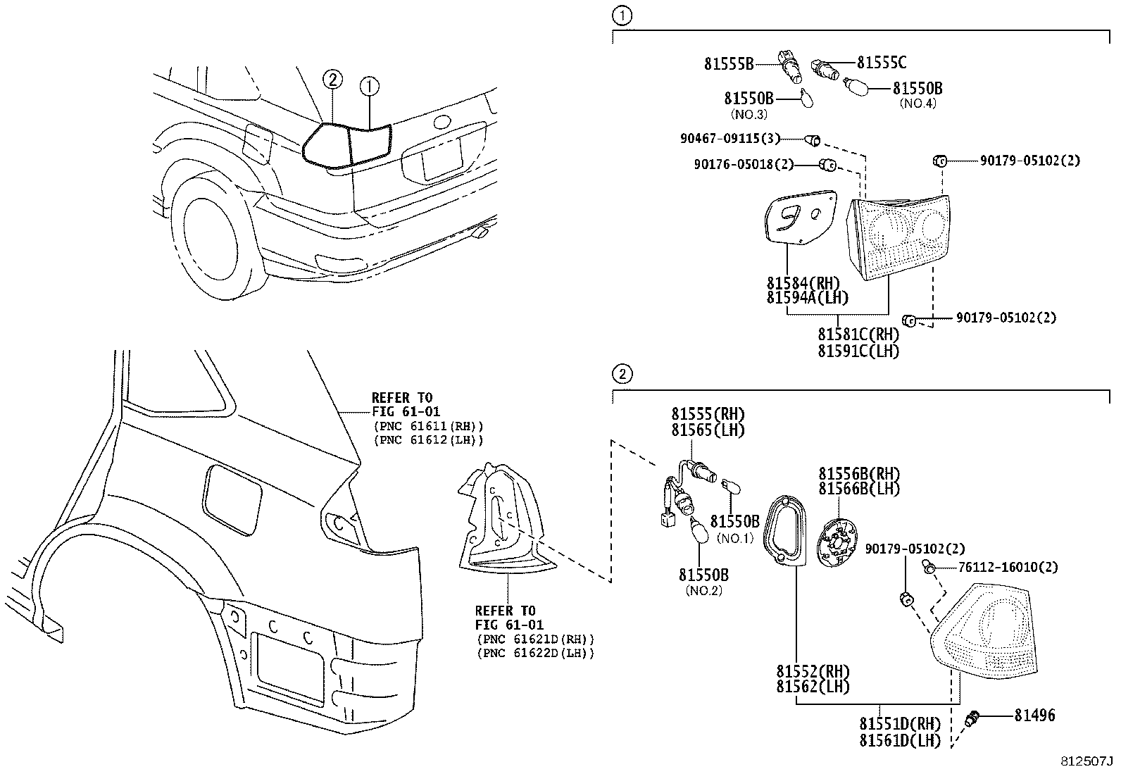 Toyota 81555-48060 SOCKET & WIRE SUB-ASSY, REAR COMBINATION LAMP, RH