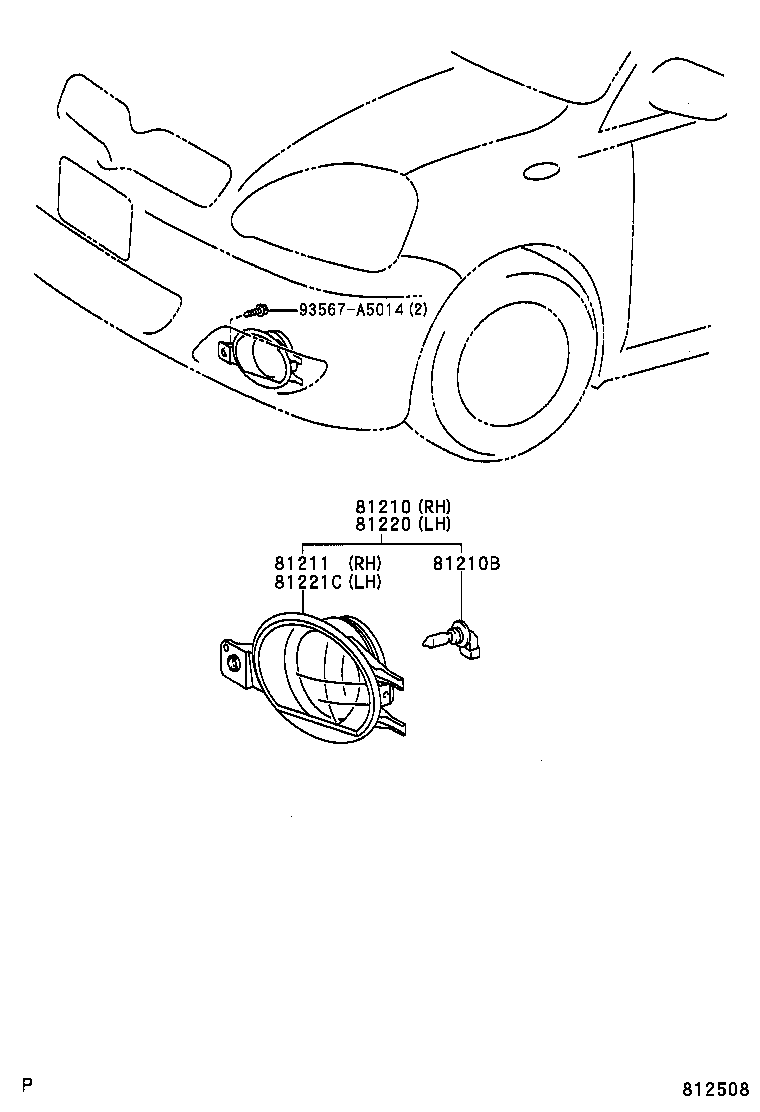 81211-52051 LAMP UNIT, FOG LAMP, RH product image