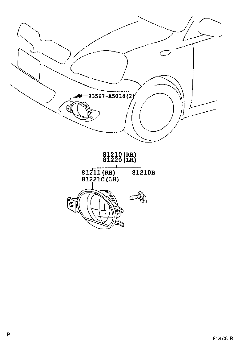 Toyota 81220-0D020 LAMP ASSY, FOG, LH
