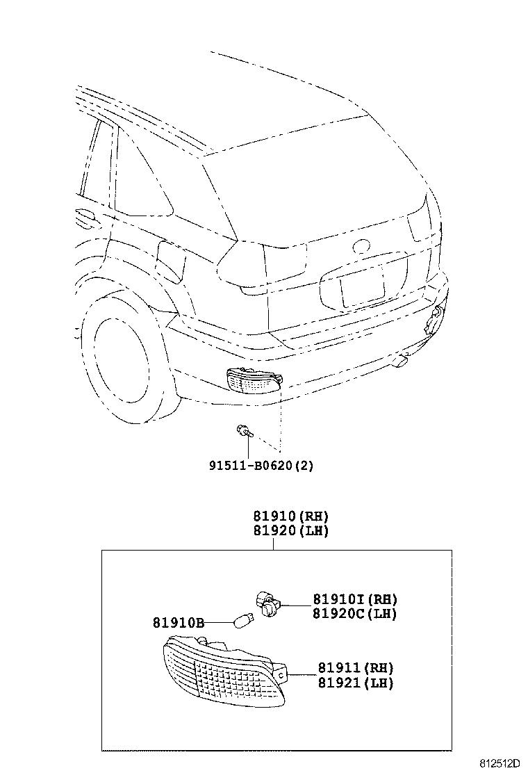 81910-48040 REFLECTOR ASSY, REFLEX, RH product image