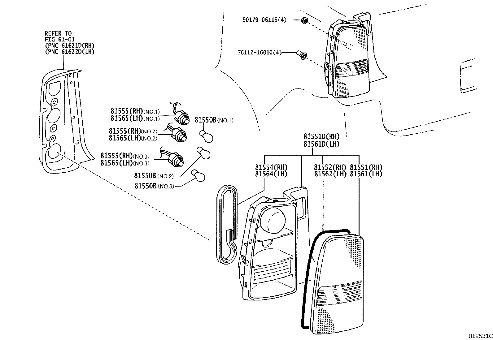 Toyota 81585-30290 SOCKET & WIRE SUB-ASSY, REAR COMBINATION LAMP, RH