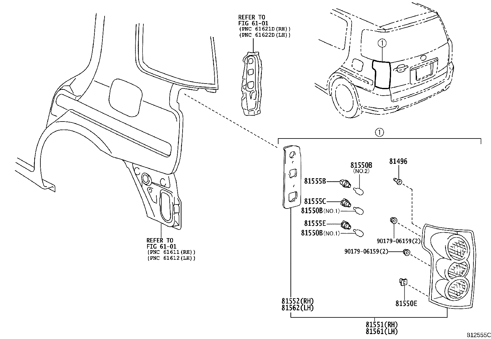 81552-46030 GASKET, REAR COMBINATION LAMP LENS, RH product image