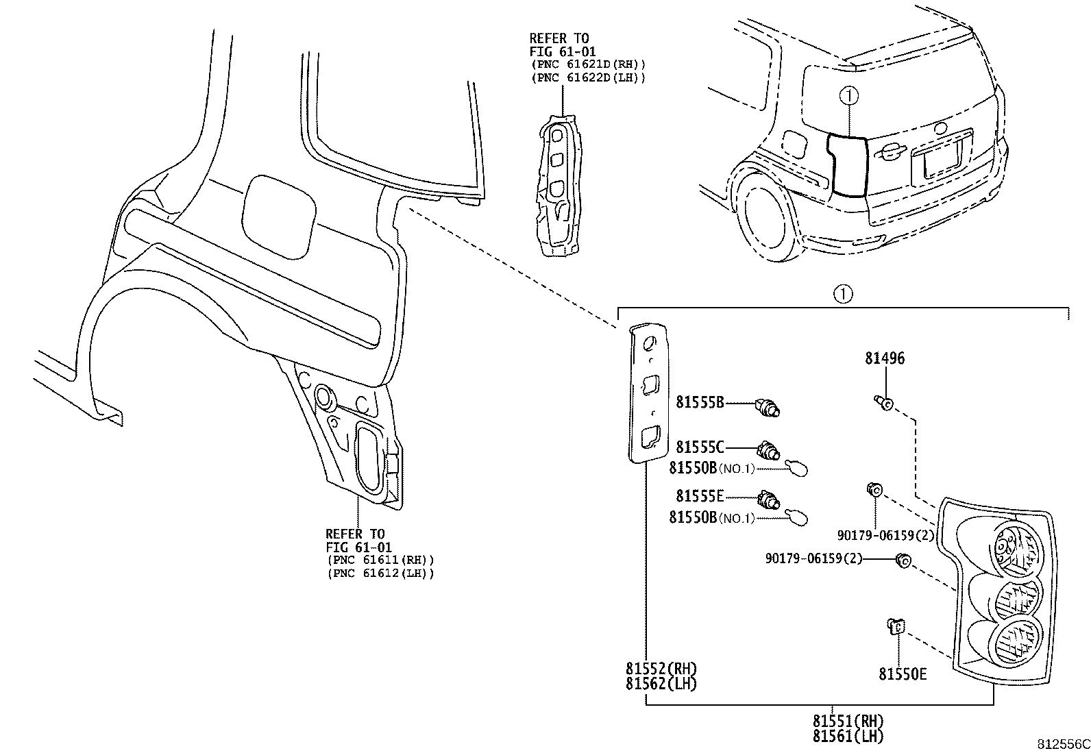 81552-46030 GASKET, REAR COMBINATION LAMP LENS, RH product image