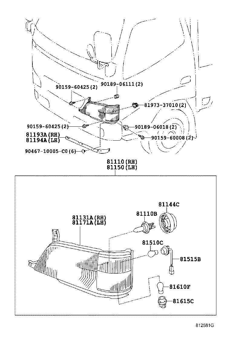 81130-37352 UNIT, HEADLAMP, RH product image