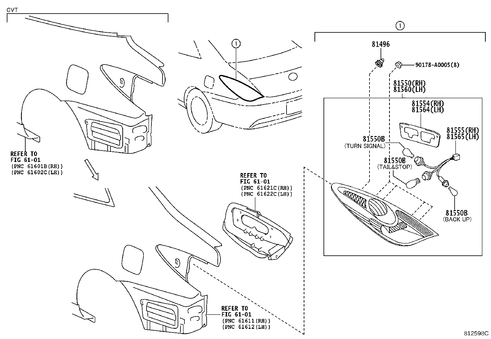 Toyota 81496-AA010 GUIDE, REAR COMBINATION LAMP