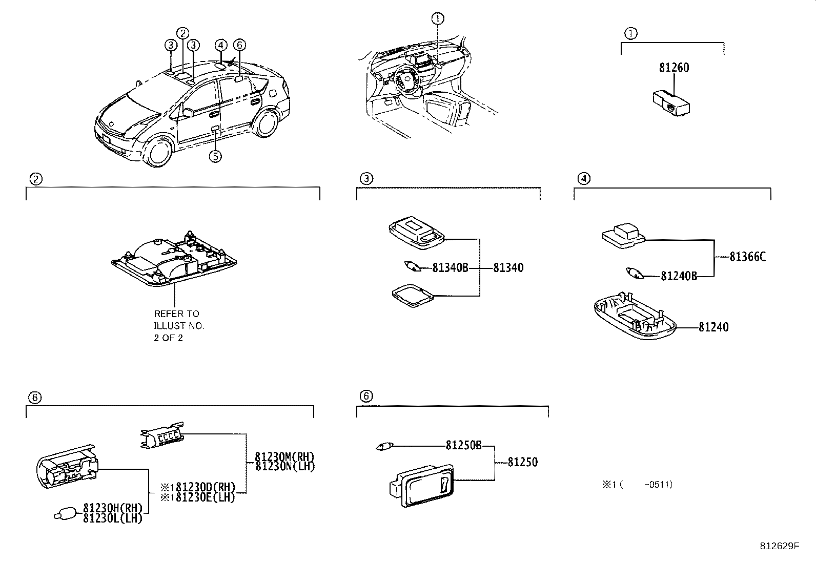 Toyota 81240-68010-E1 LAMP ASSY, ROOM, NO.1