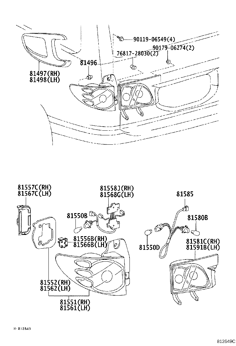 81595-28210 SOCKET & WIRE, REAR LAMP product image