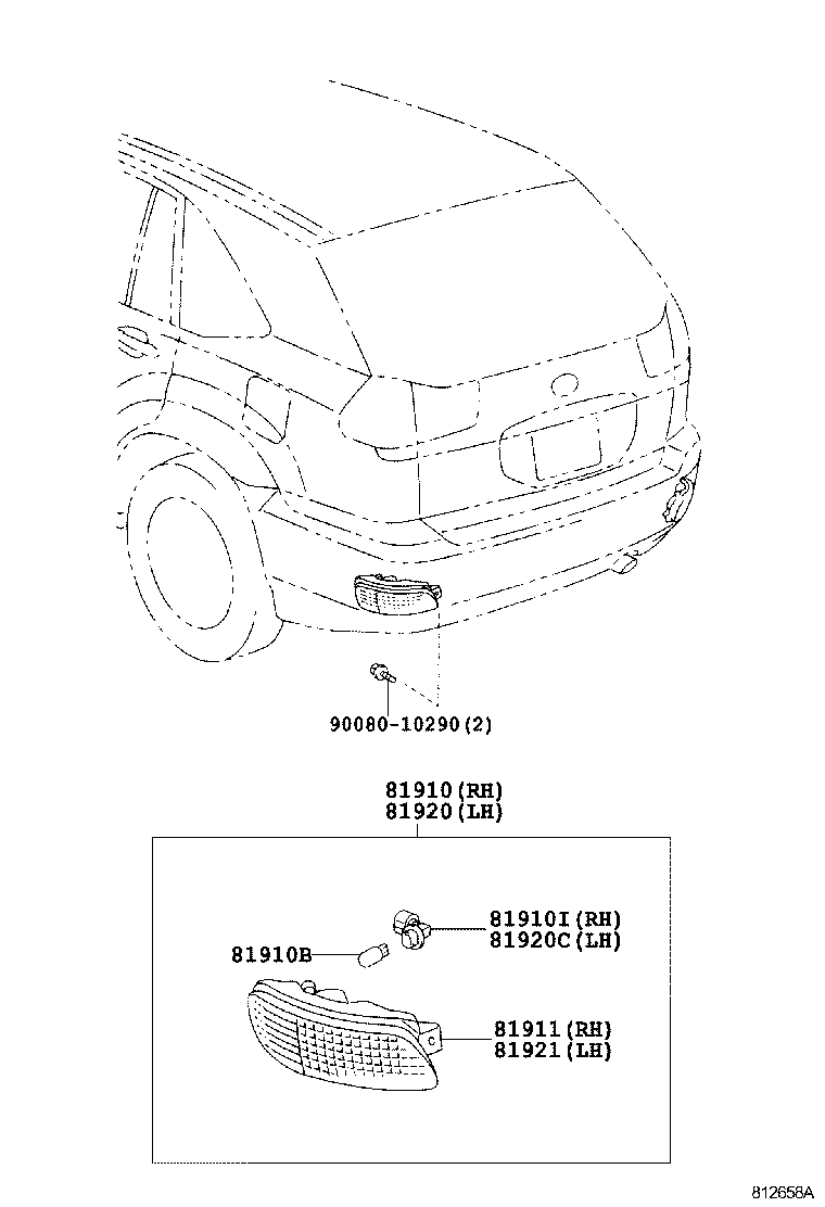 81920-0E010 REFLECTOR ASSY, REFLEX, LH product image
