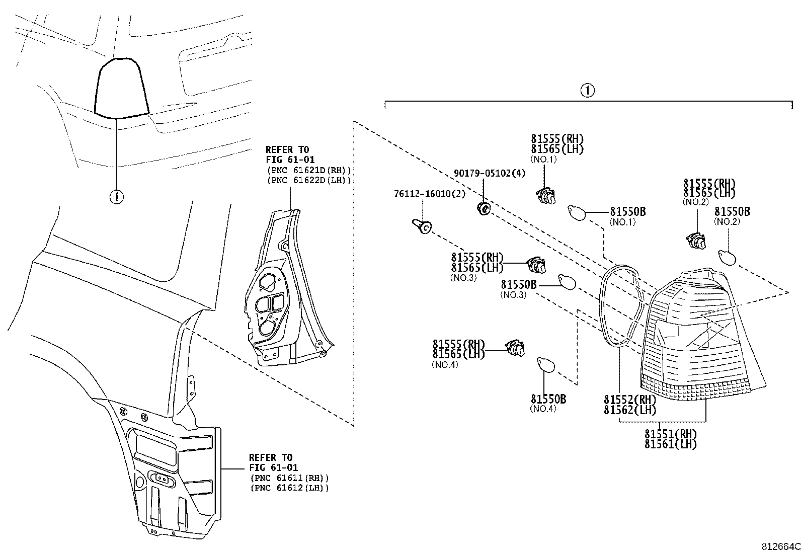 81561-48040 LENS, REAR COMBINATION LAMP, LH product image