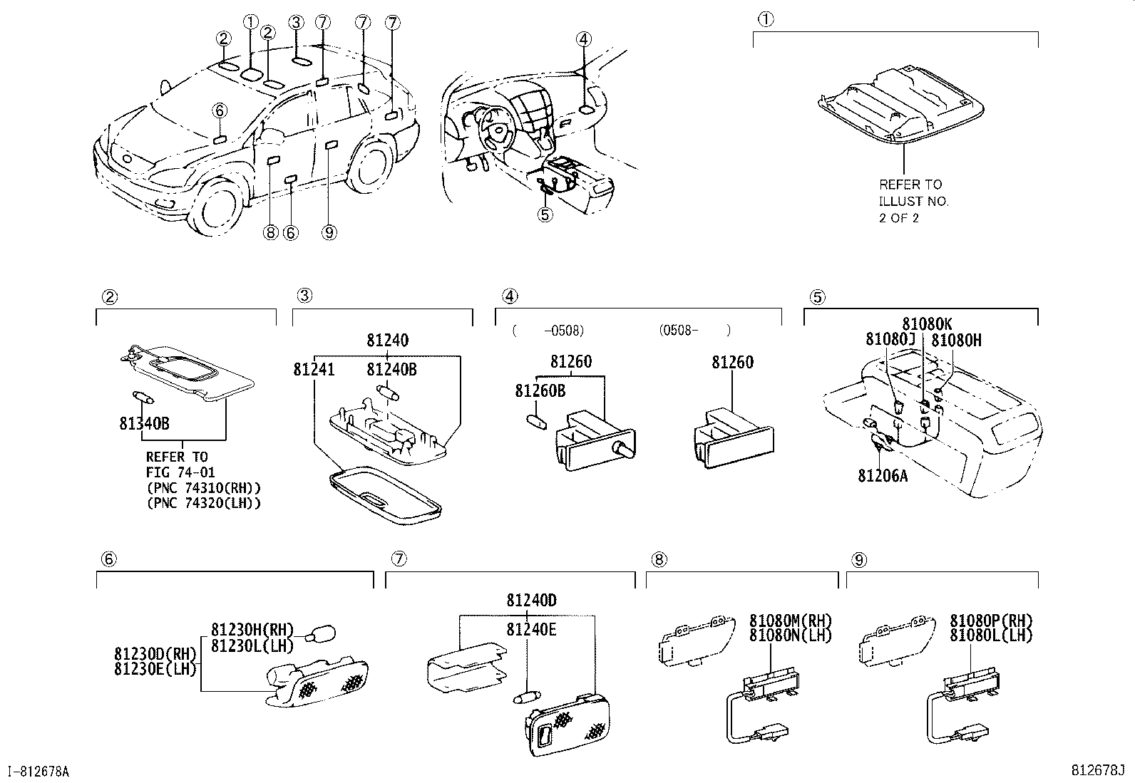Toyota 81260-0E050-A0 LAMP ASSY, MAP