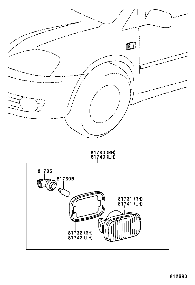 81730-20221 LAMP ASSY, SIDE TURN SIGNAL, RH product image