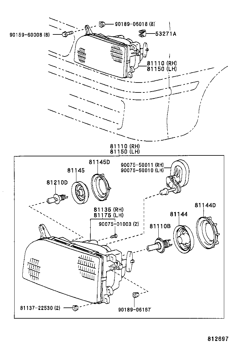 53271-26010 BRACKET, HEADLAMP MOUNTING product image