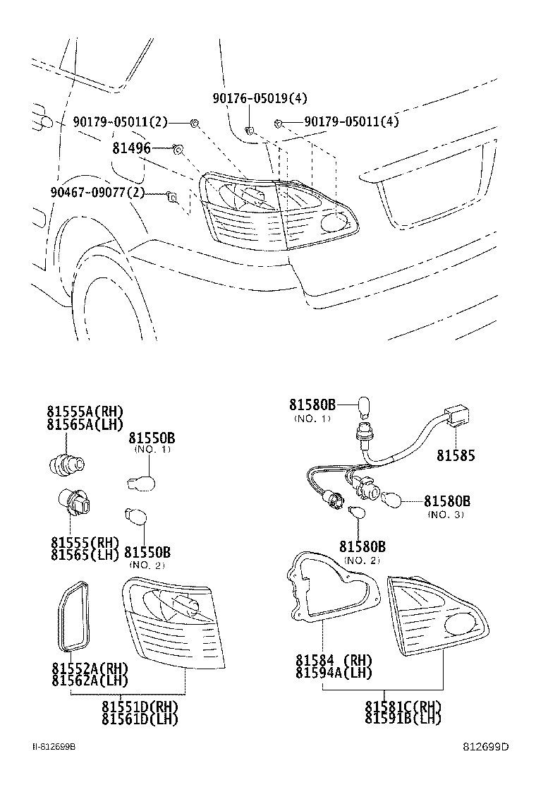 81561-44080 LENS & BODY, REAR COMBINATION LAMP, LH product image