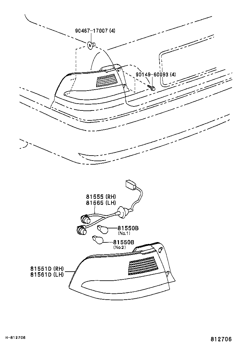 81550-07020 LAMP ASSY, REAR COMBINATION, RH product image
