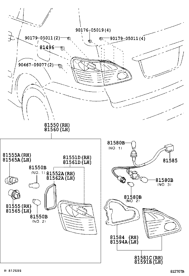 81591-44080 LENS AND BODY, REAR LAMP, LH product image