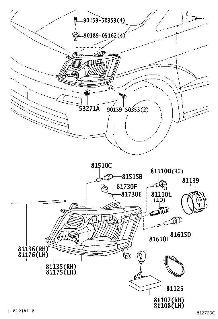 81145-58071 UNIT ASSY, HEADLAMP, RH product image