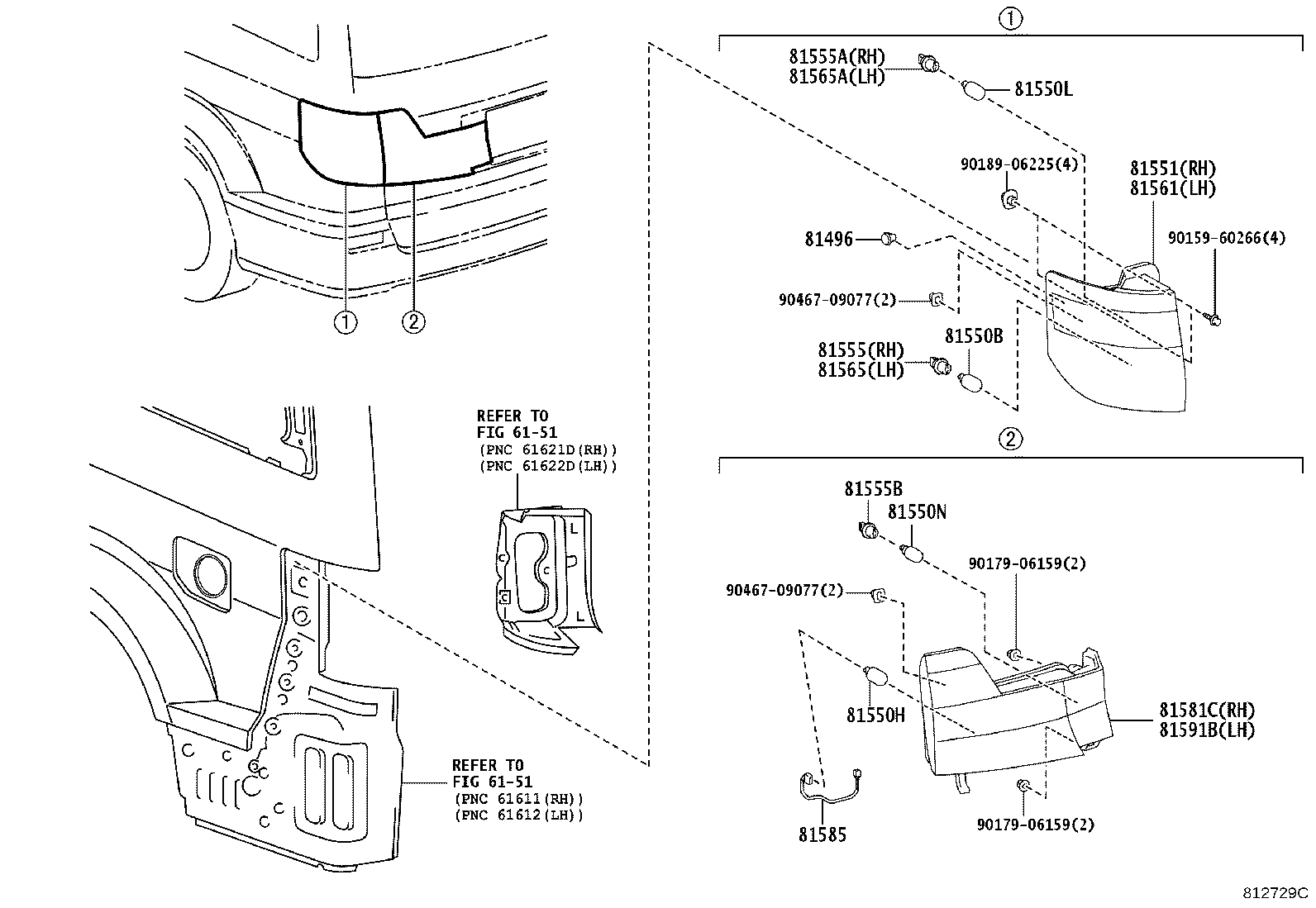 81581-58010 LENS AND BODY, REAR LAMP, RH product image