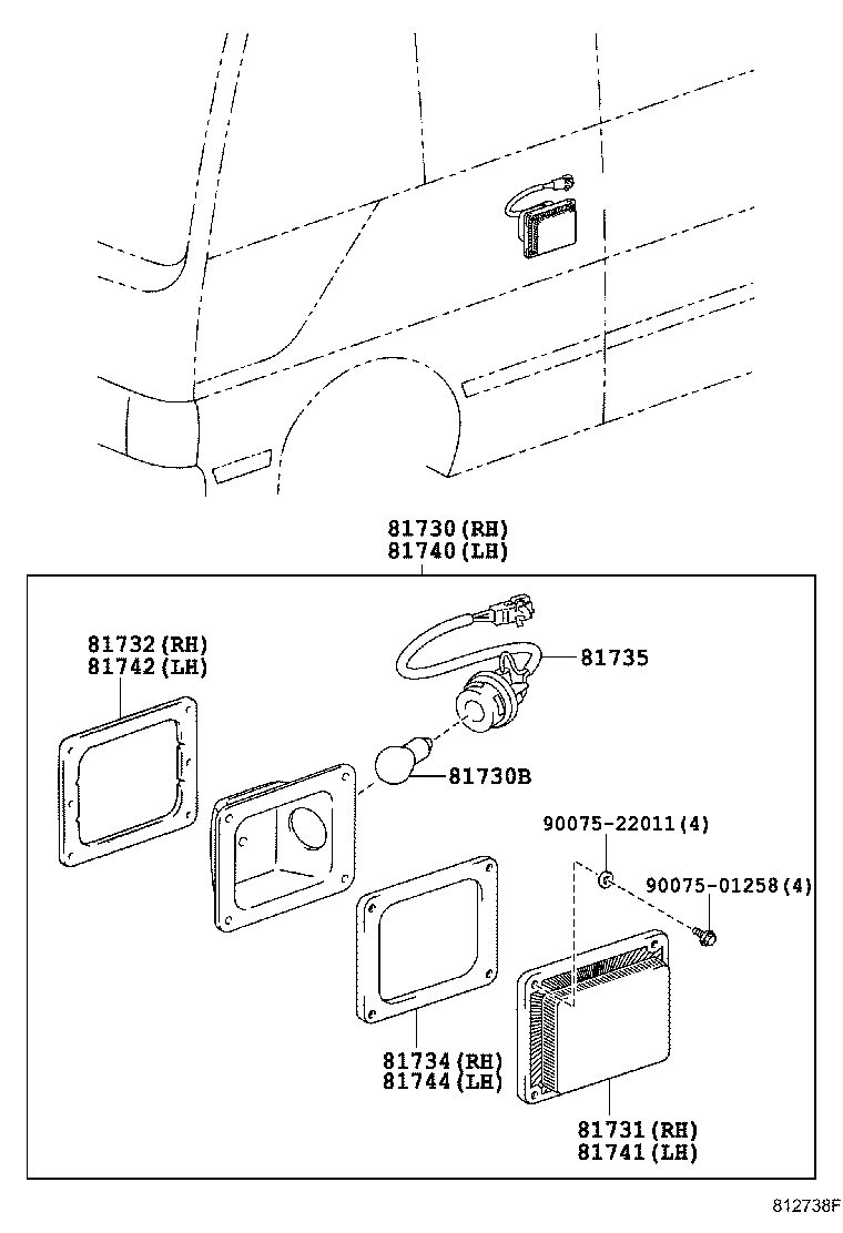 81735-36090 SOCKET AND WIRE, SIDE TURN SIGNAL LAMP product image