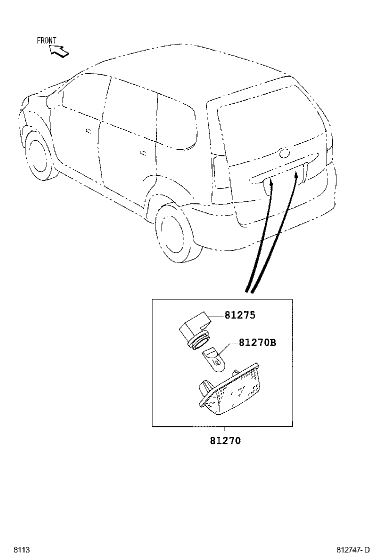 Toyota 81275-12501 SOCKET AND WIRE, LICENSE PLATE LAMP