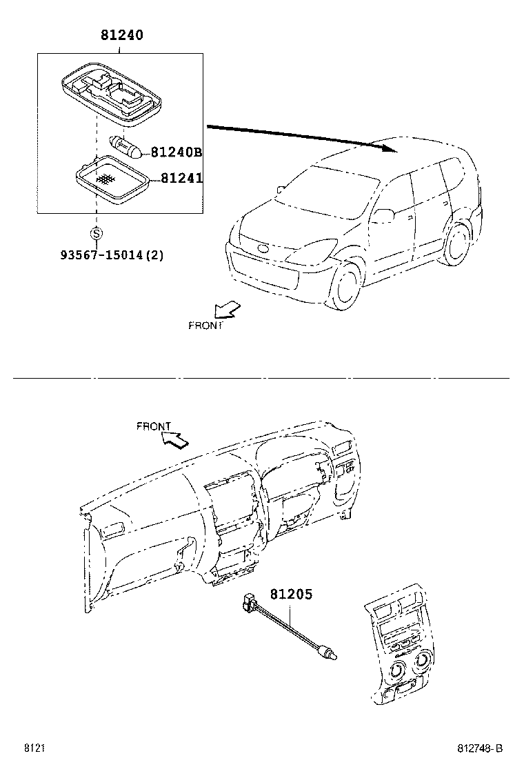 Toyota 81240-BZ010-A0 LAMP ASSY, ROOM, NO.1