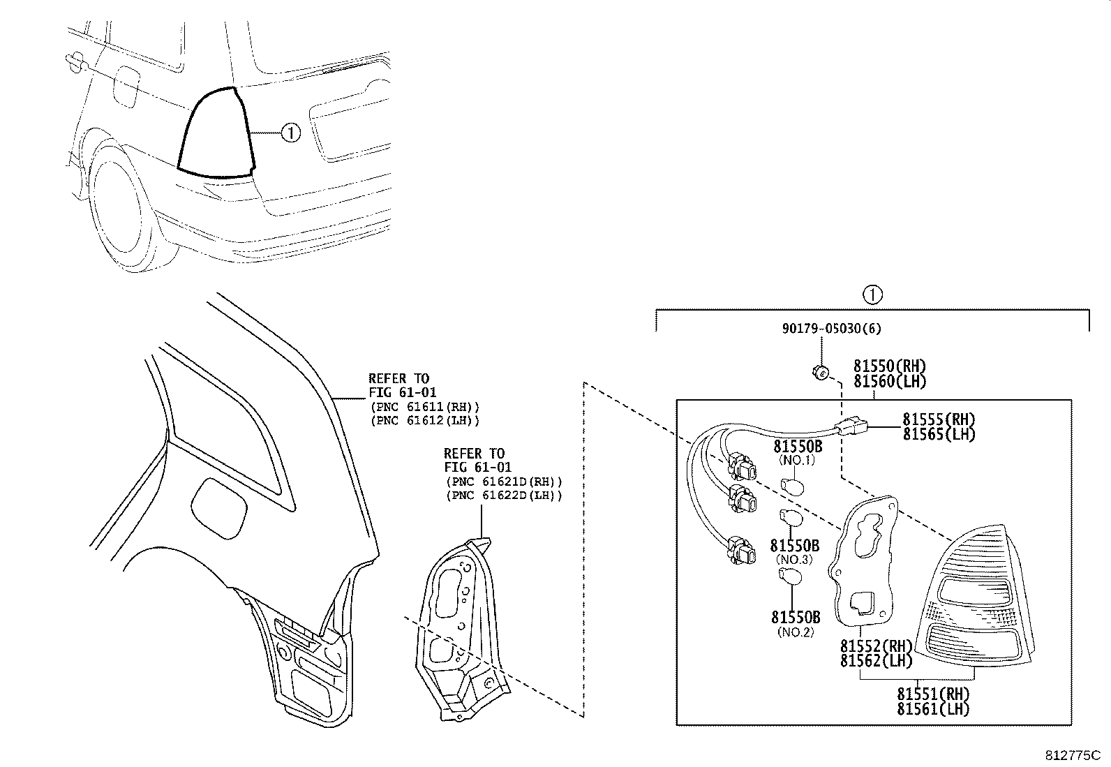 81552-02220 GASKET, REAR COMBINATION LAMP LENS, RH product image