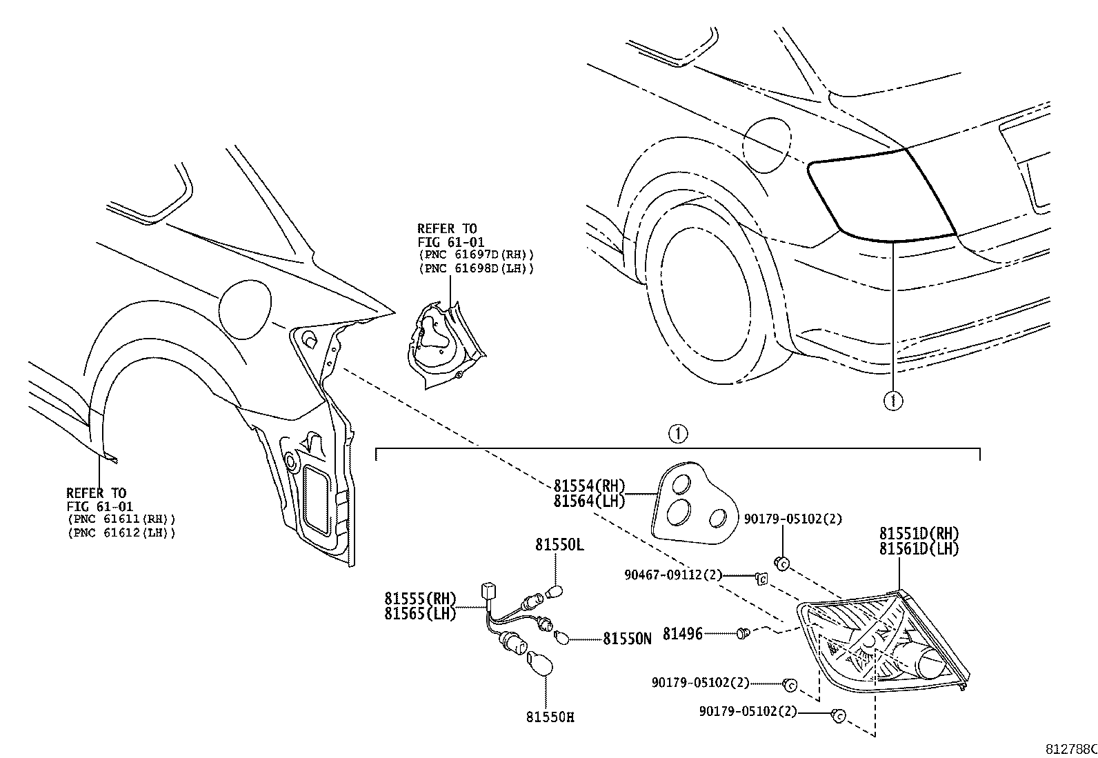 Toyota 81555-21230 SOCKET & WIRE SUB-ASSY, REAR COMBINATION LAMP, RH