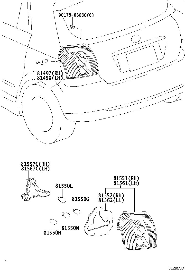 81552-13550 GASKET, REAR COMBINATION LAMP LENS, RH product image