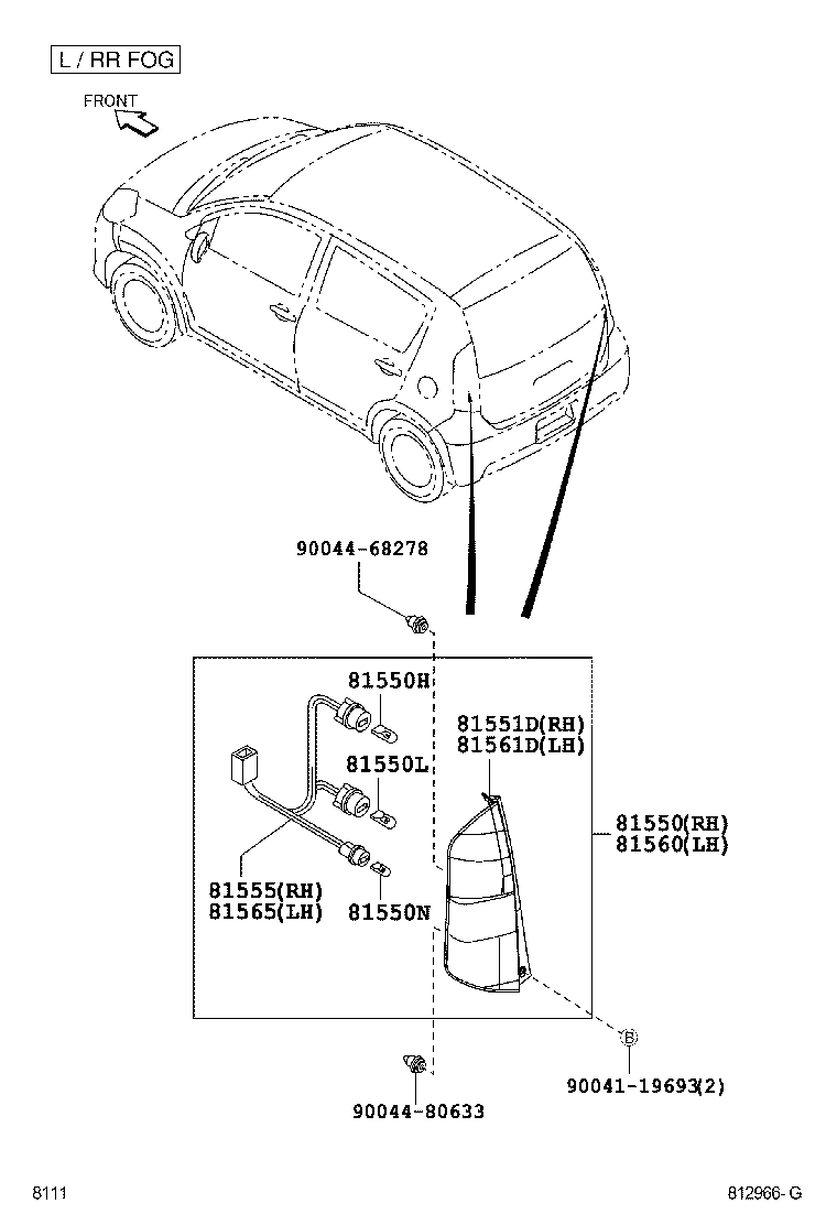 81935-97401 SOCKET & WIRE SUB-ASSY, REAR COMBINATION LAMP, RH product image
