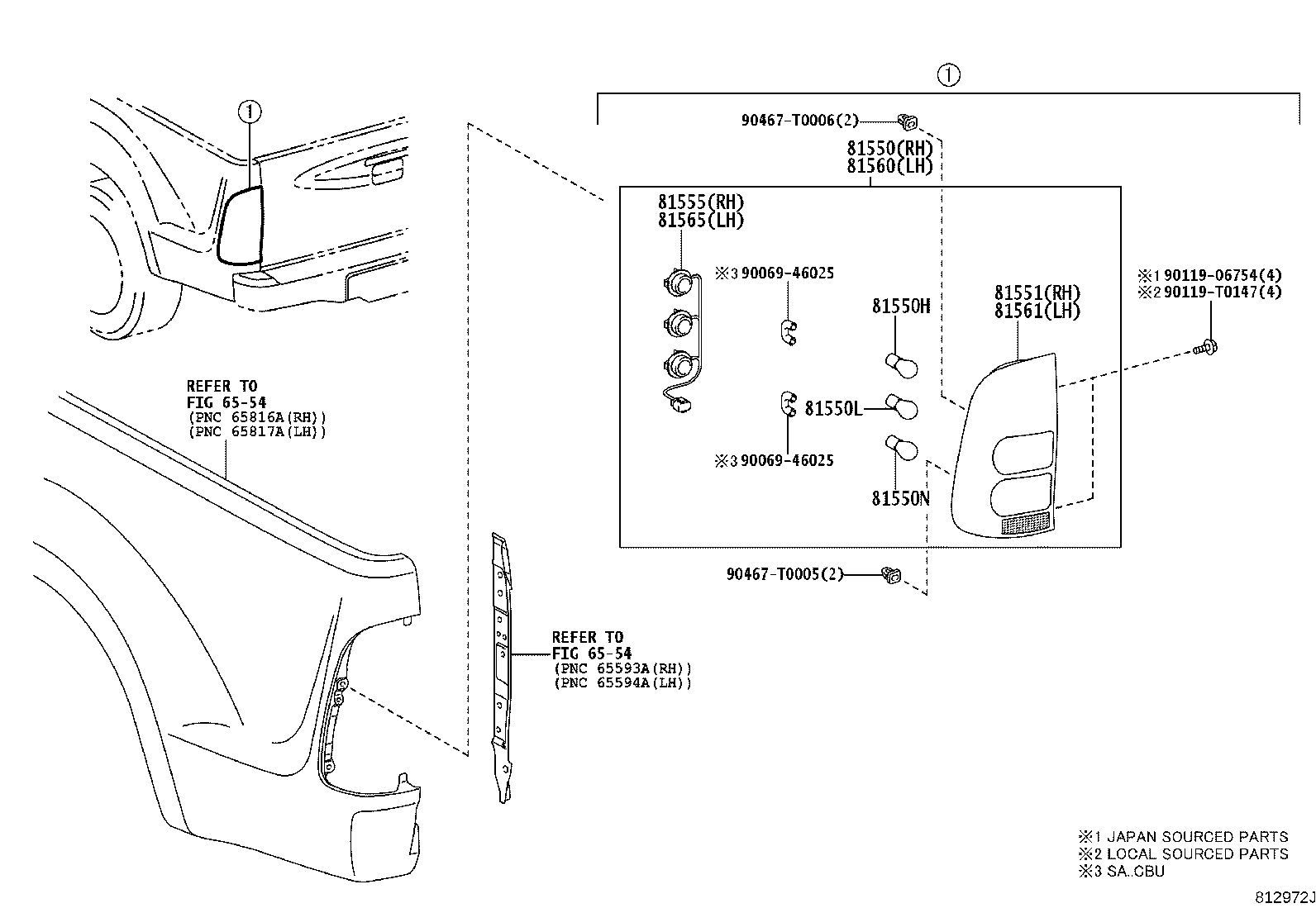 Toyota 81550-0K030 LAMP ASSY, REAR COMBINATION, RH