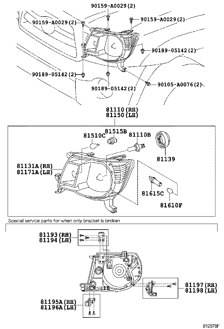Toyota 81150-04260 HEADLAMP ASSY, LH