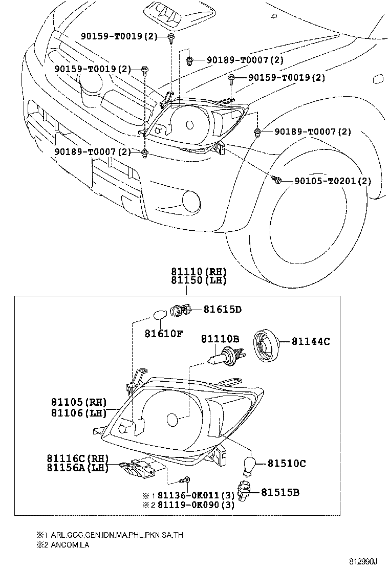 Toyota 81128-0K090 SOCKET, FRONT TURN SIGNAL LAMP