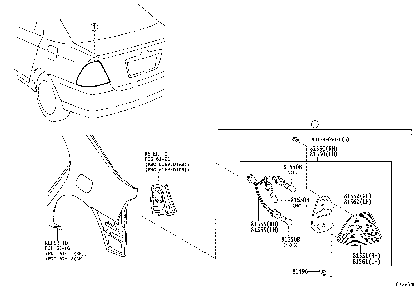 81550-02261 LAMP ASSY, REAR COMBINATION, RH product image
