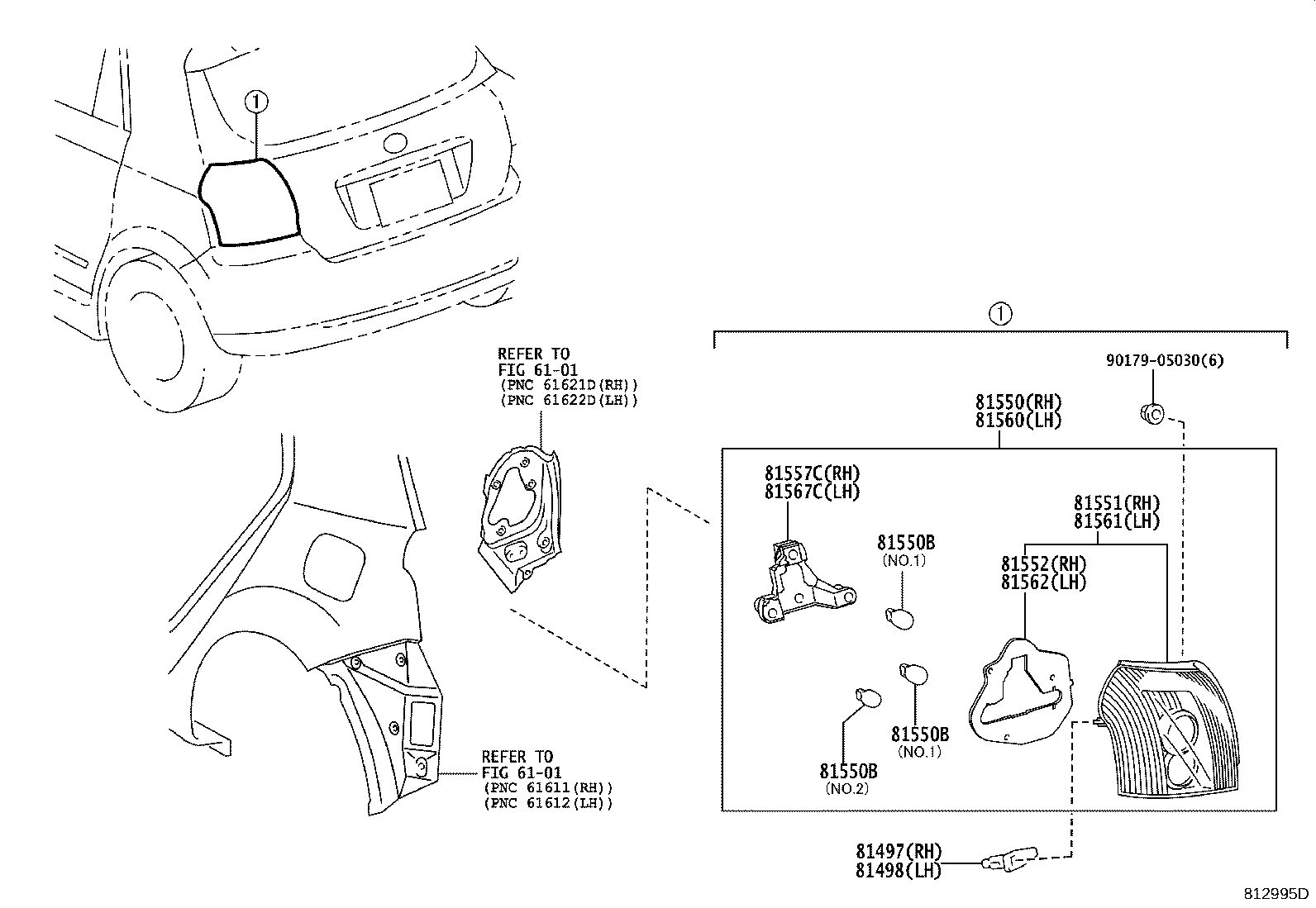 81550-02261 LAMP ASSY, REAR COMBINATION, RH product image