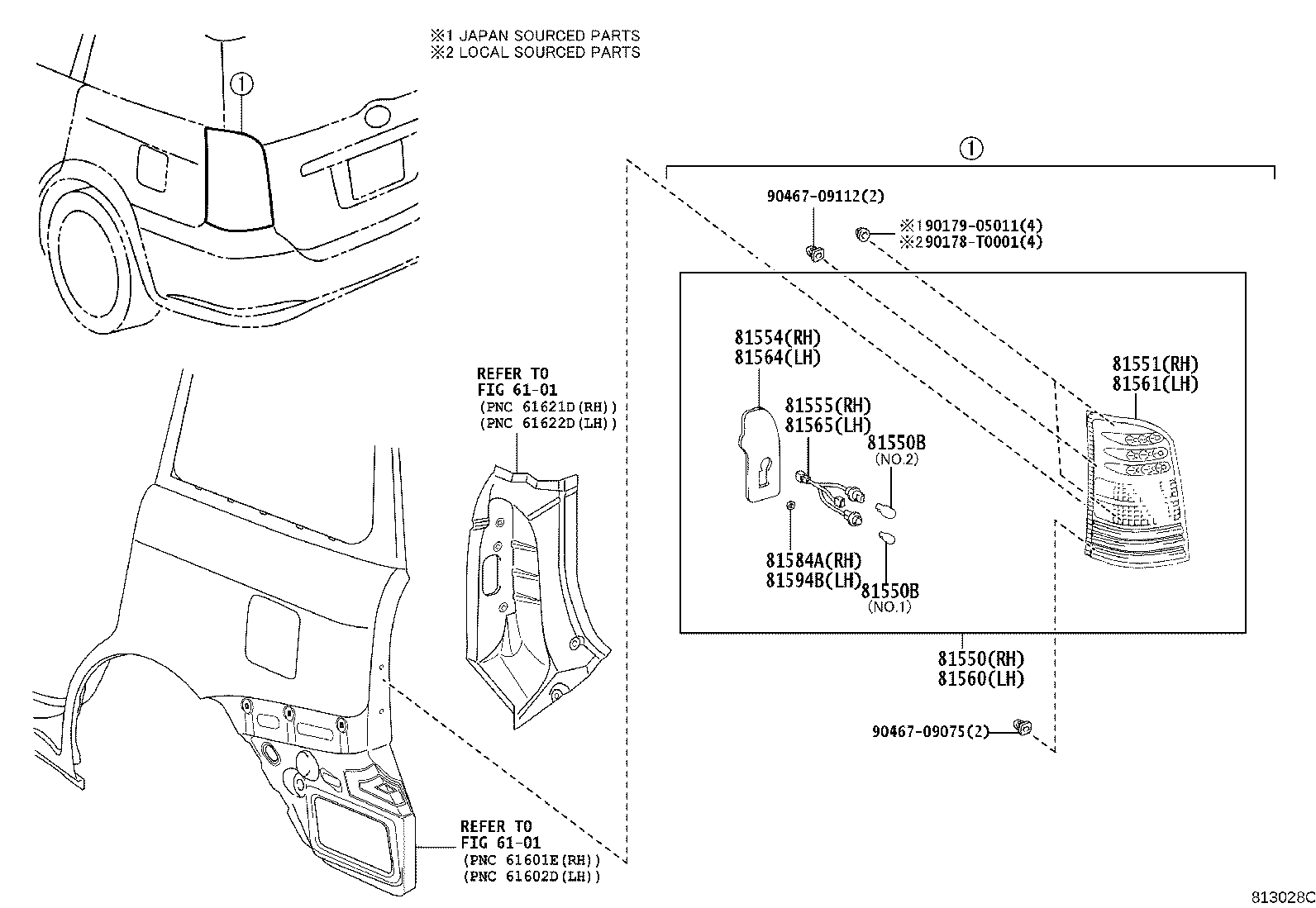 81550-68040 LAMP ASSY, REAR COMBINATION, RH product image