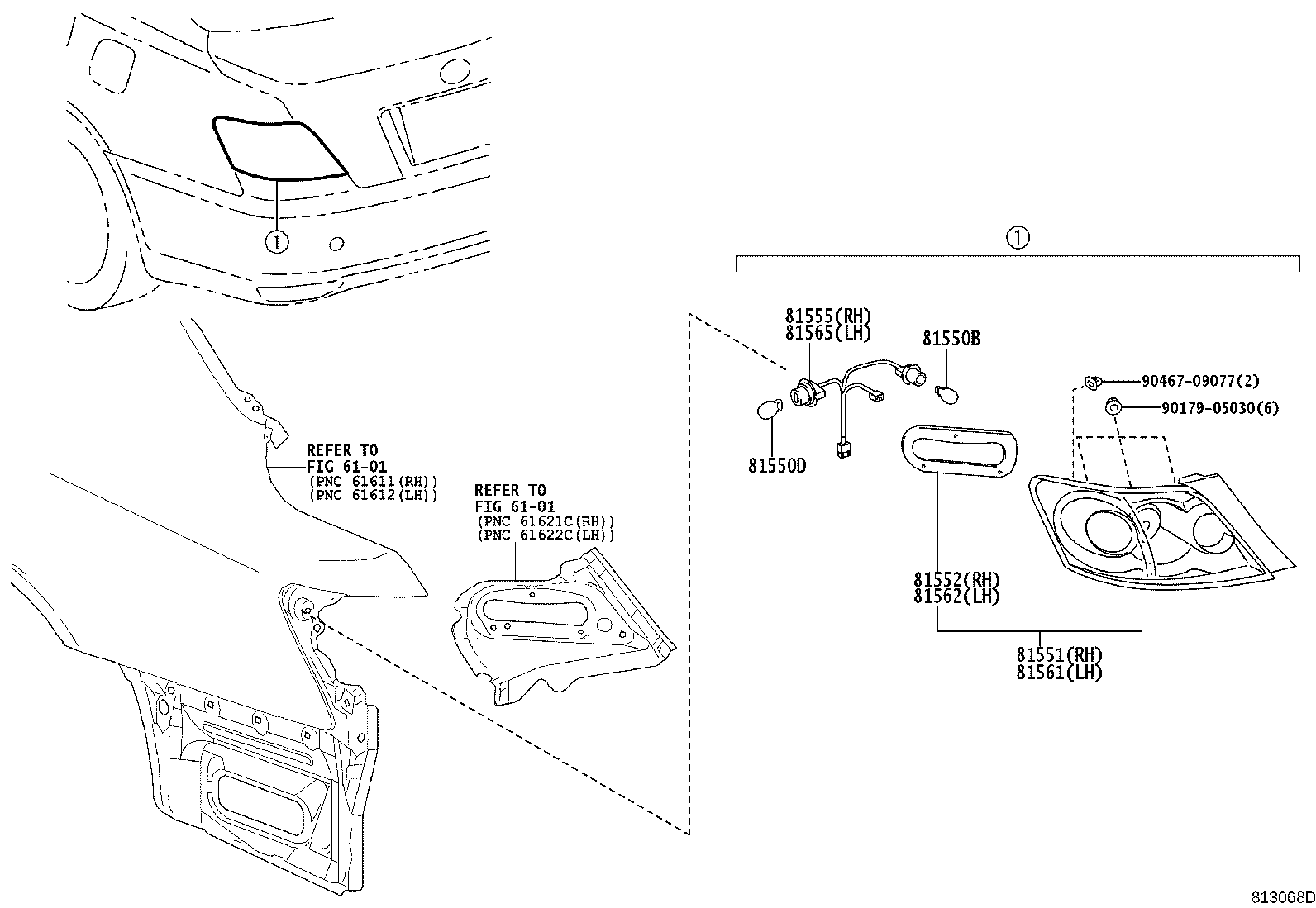 81552-22A00 GASKET, REAR COMBINATION LAMP LENS, RH product image