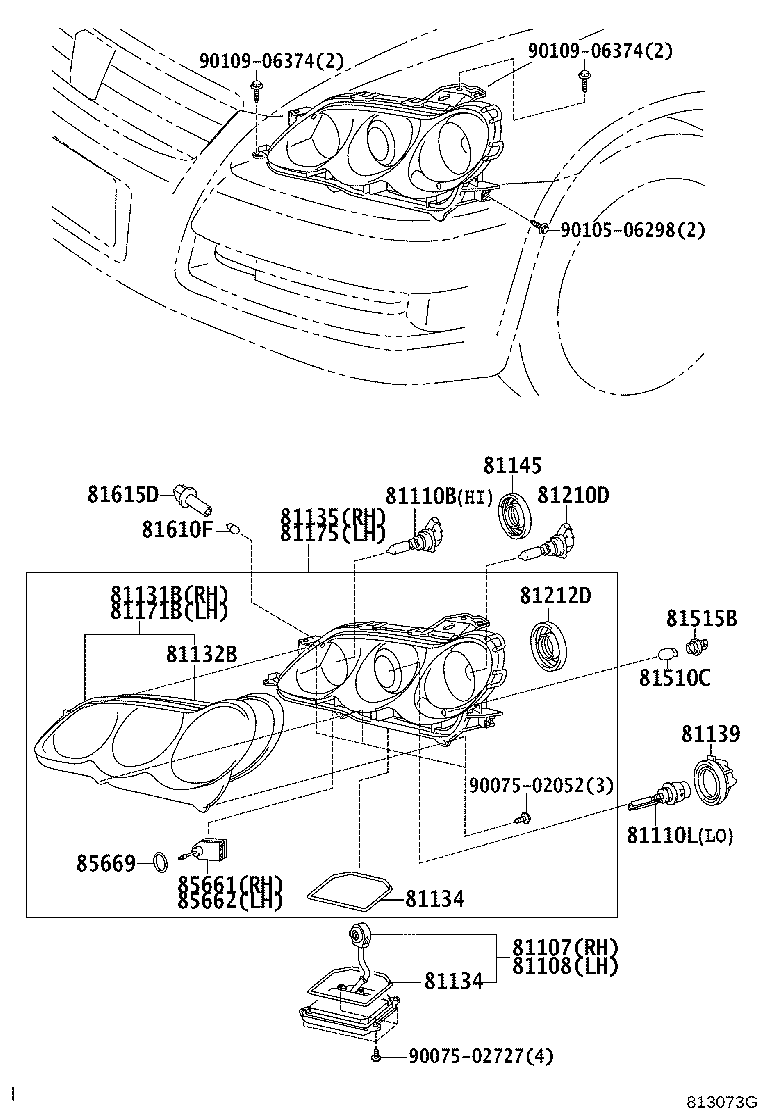 81070-22A70 UNIT ASSY, HEADLAMP, LH product image